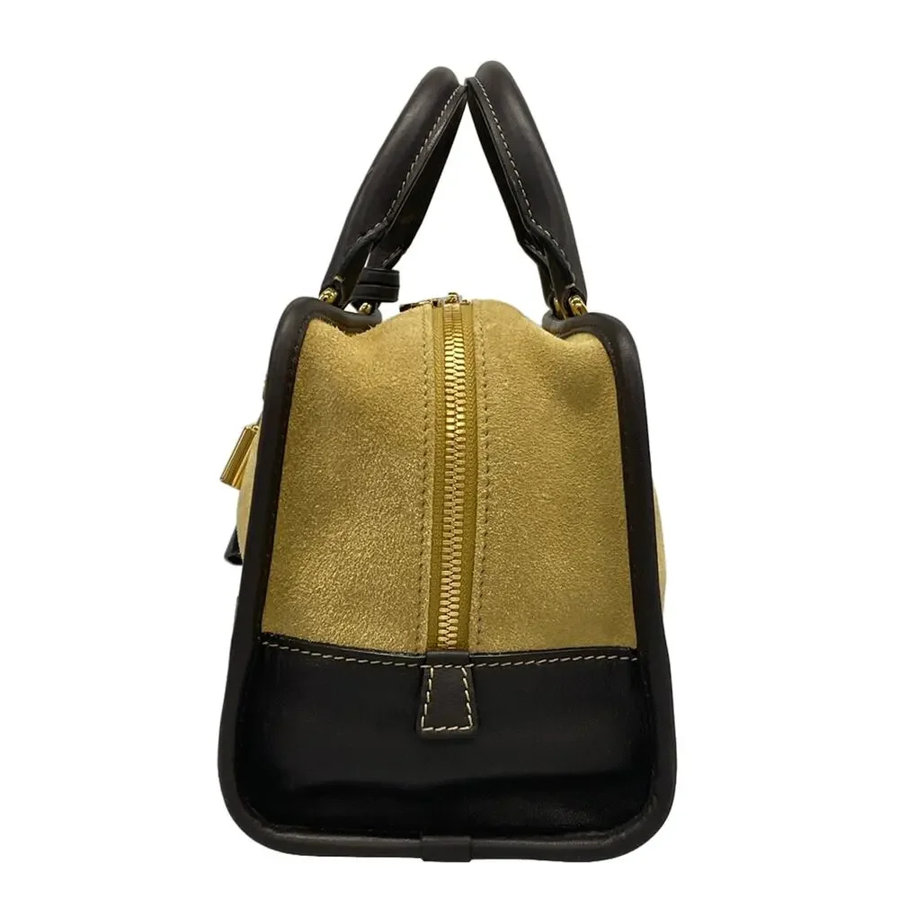 Loewe Amazona 28 Handbag 352.61.A03 Light Brown Dark Brown Suede Leather